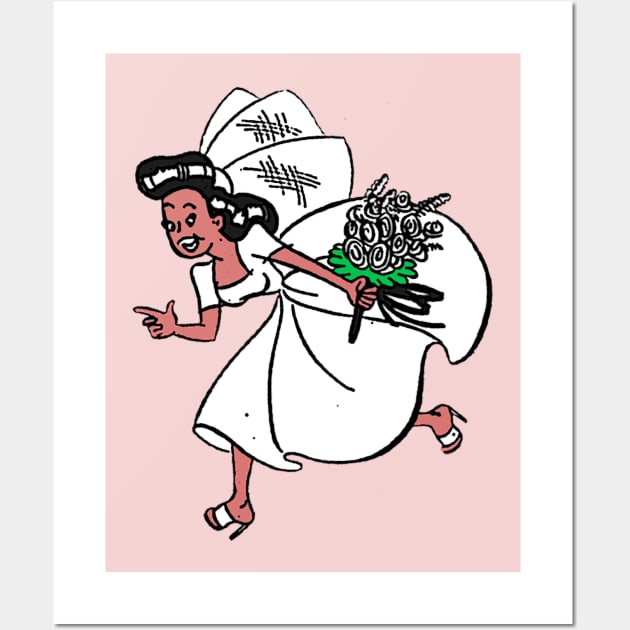 bride running away from marriage Wall Art by Marccelus